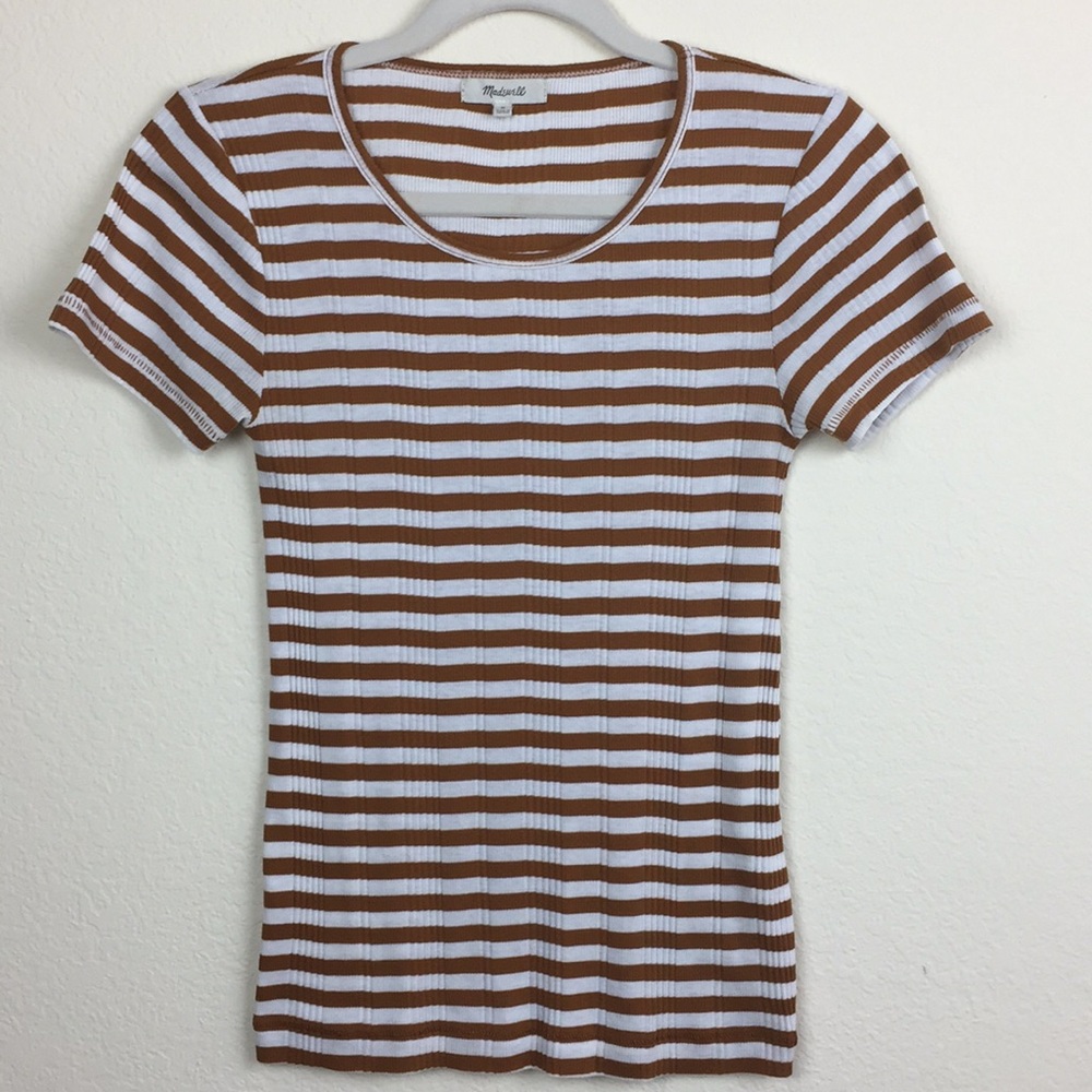Madewell Brown/White Stripe Cotton Top